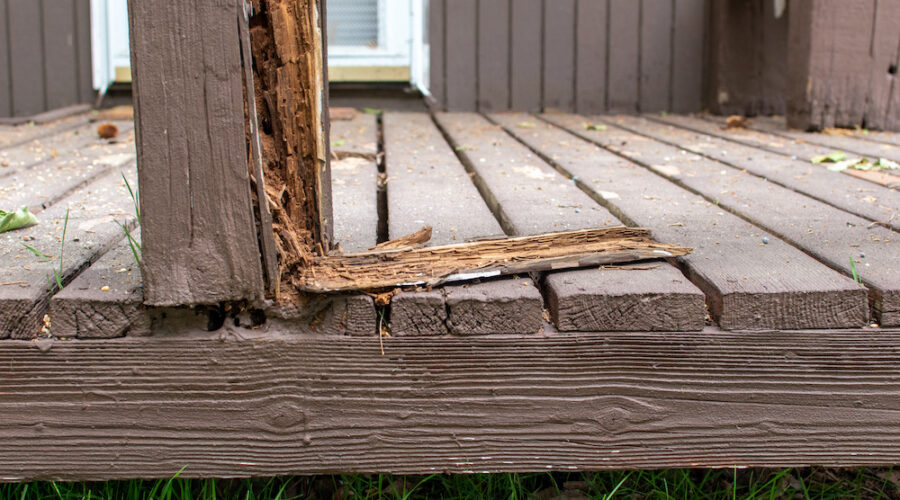 old rotten sagging deck